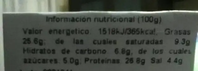 Longaniza de Payés extra 500g nutrition facts table