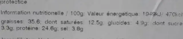 La Gérants extra nutrition facts table