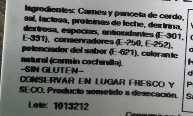 Somalla vela extra ingredients label