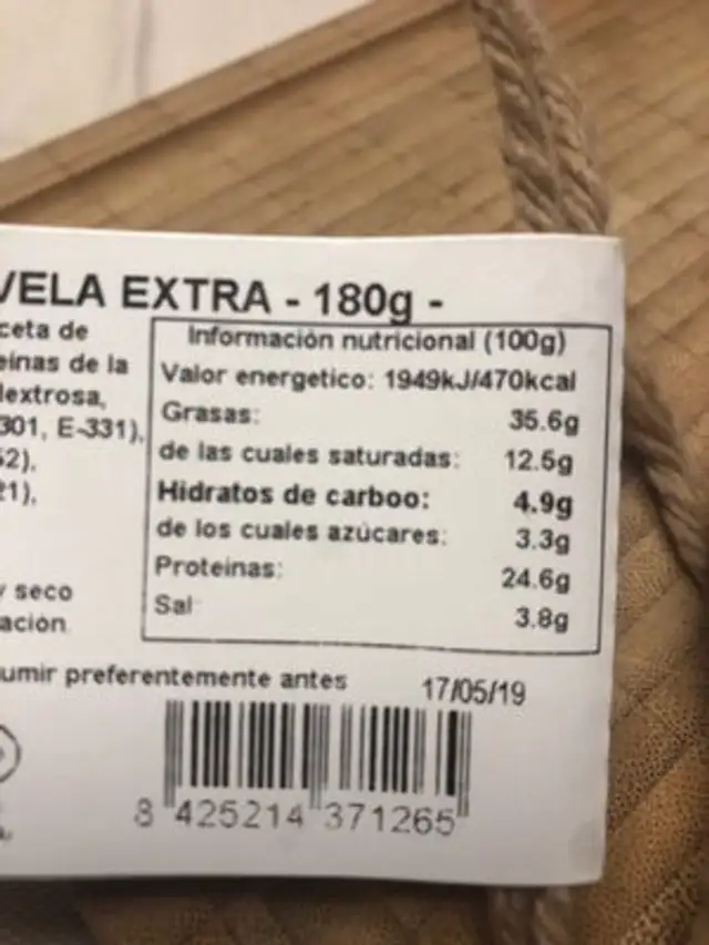 Somalla vela extra nutrition facts table