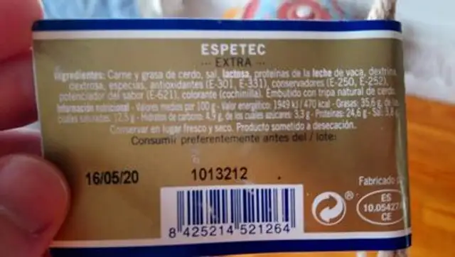 Espetec Extra - Girbau nutrition facts table