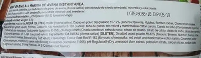 Flocon d'avoine ingredients label