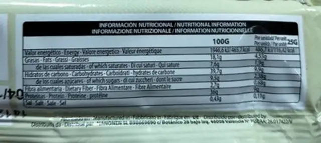Max cookies white choc nutrition facts table