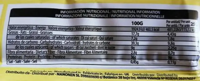 Max cookies nutrition facts table