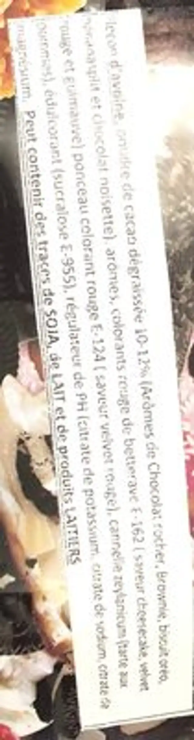 Poudre de proteine gout ferrero ingredients label