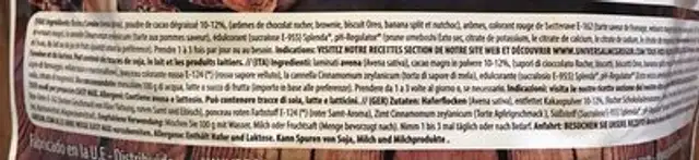 Oatmeal ingredients label