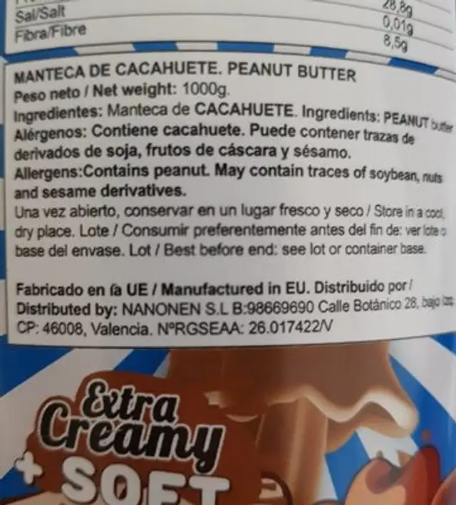 MC MANI ingredients label