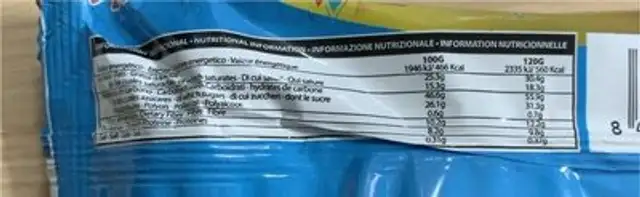 Lapmax nutrition facts table