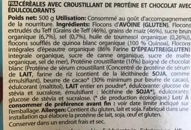 Good morning perfect break fast ingredients label