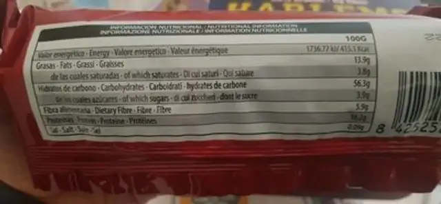 Harlens nutrition facts table