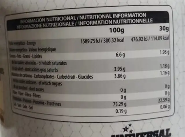Big nutrition facts table