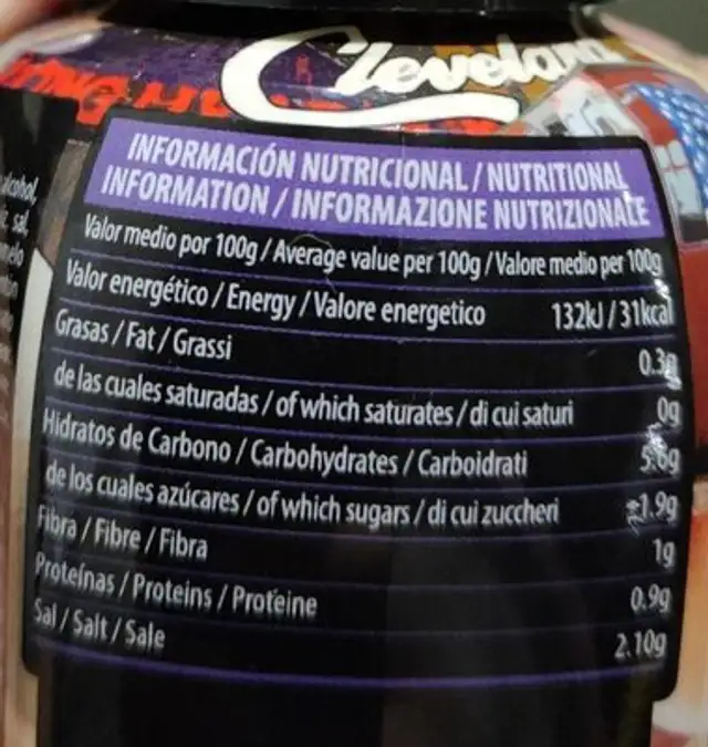 Salsa barbacoa nutrition facts table