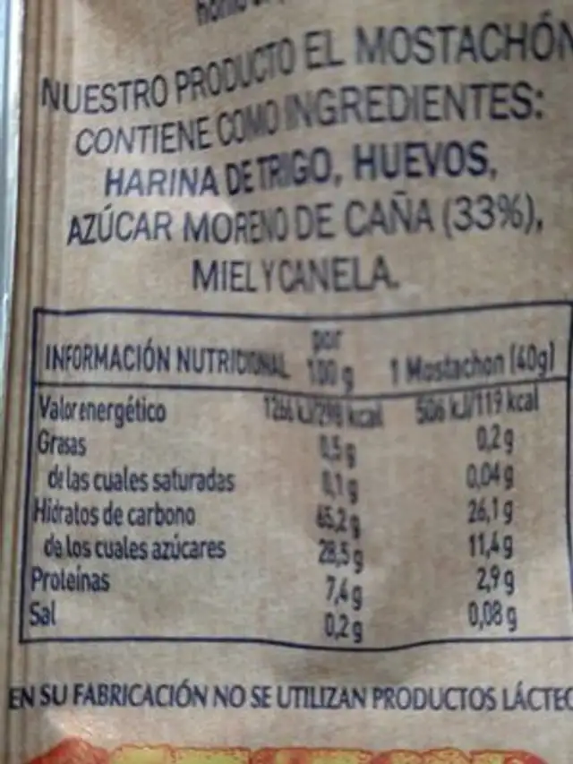 Mostachones de utrera nutrition facts table