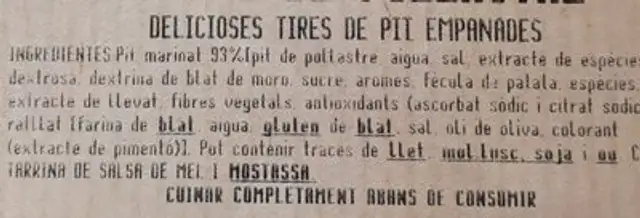 Unknown ingredients label