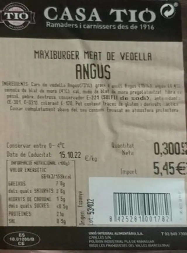 Maxiburguer meat vedella angus