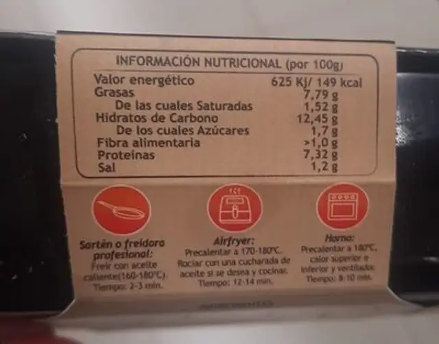 Bocadito casero nutrition facts table