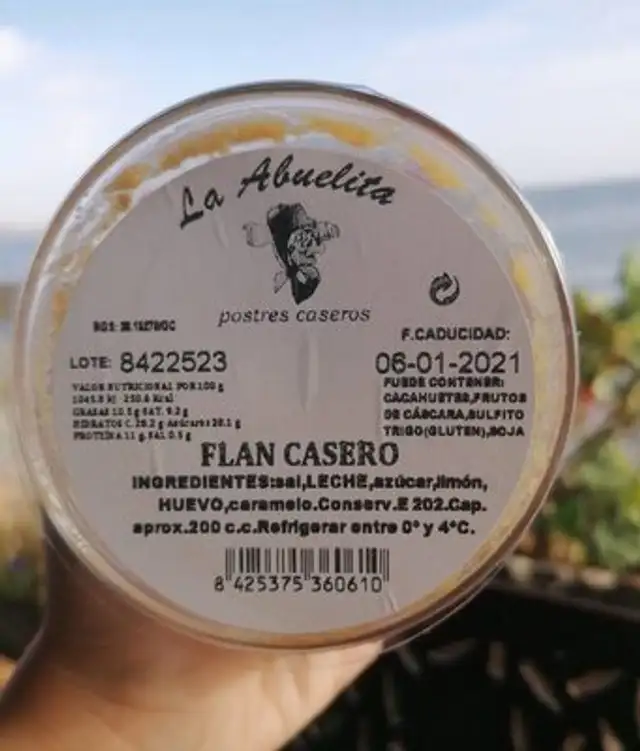 Flan Casero nutrition facts table