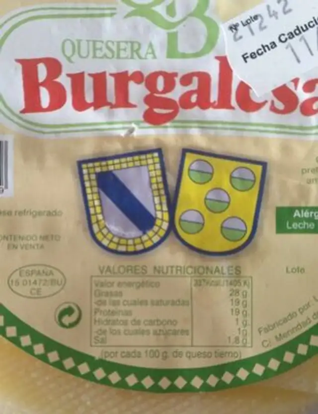 Queso Mantecoso de Burgos nutrition facts table
