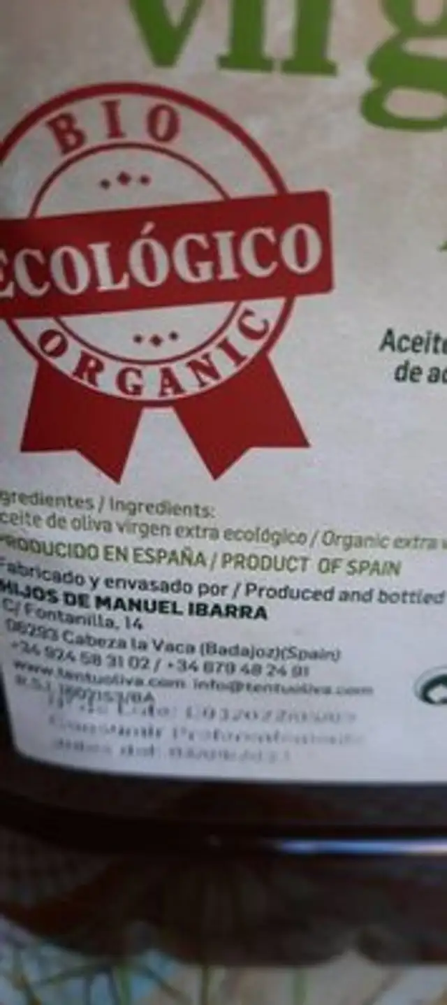 Aceite de oliva virgen extra nutrition facts table
