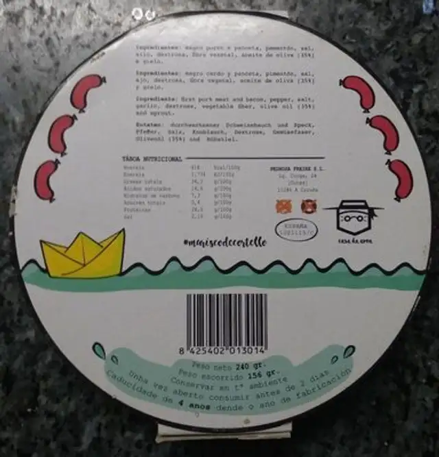 Chouriciños con grelos en aceite de oliva nutrition facts table