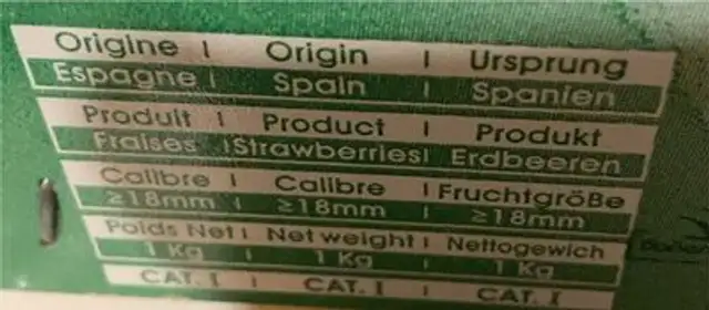 Fraise nutrition facts table