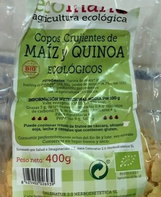 Copos crujientes de maiz y quinoa
