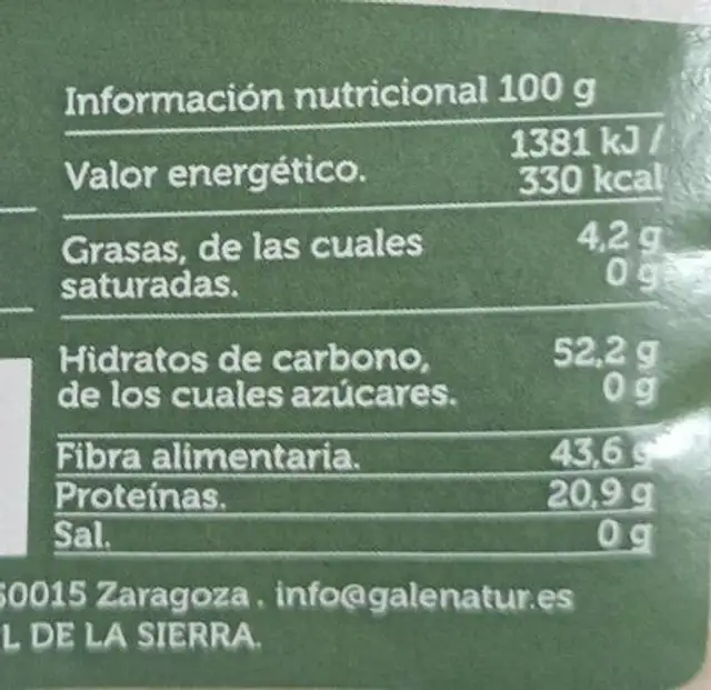 Te marcha en polvo Bio nutrition facts table