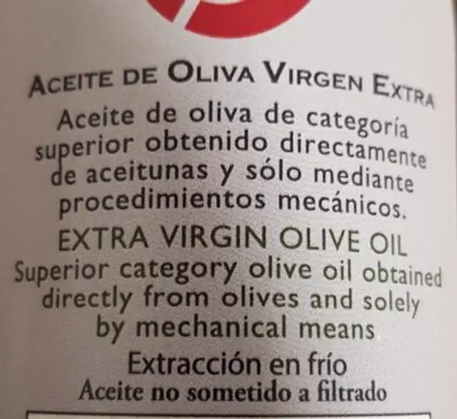 Aceite nutrition facts table