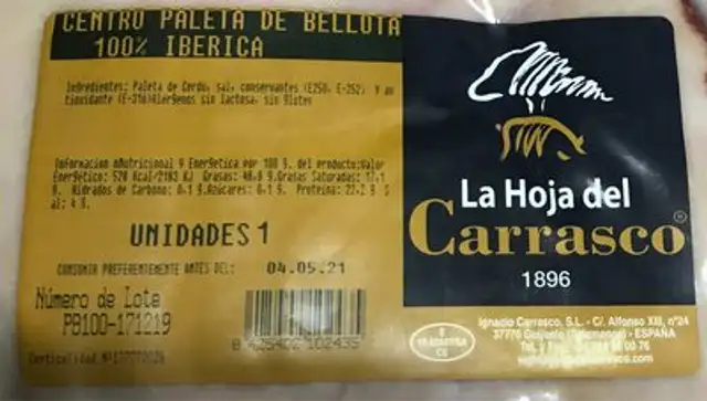 Paleta bellota nutrition facts table