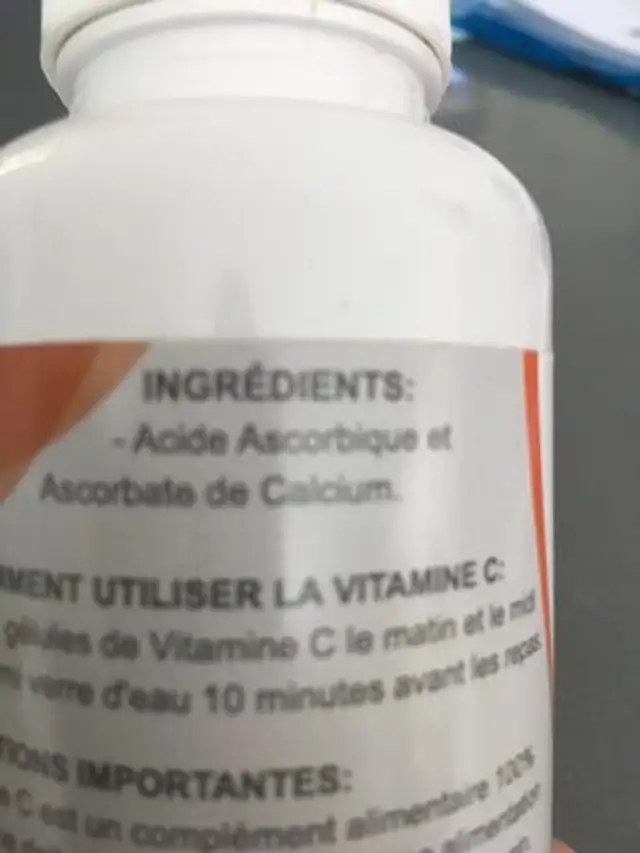 Vitamine c ingredients label
