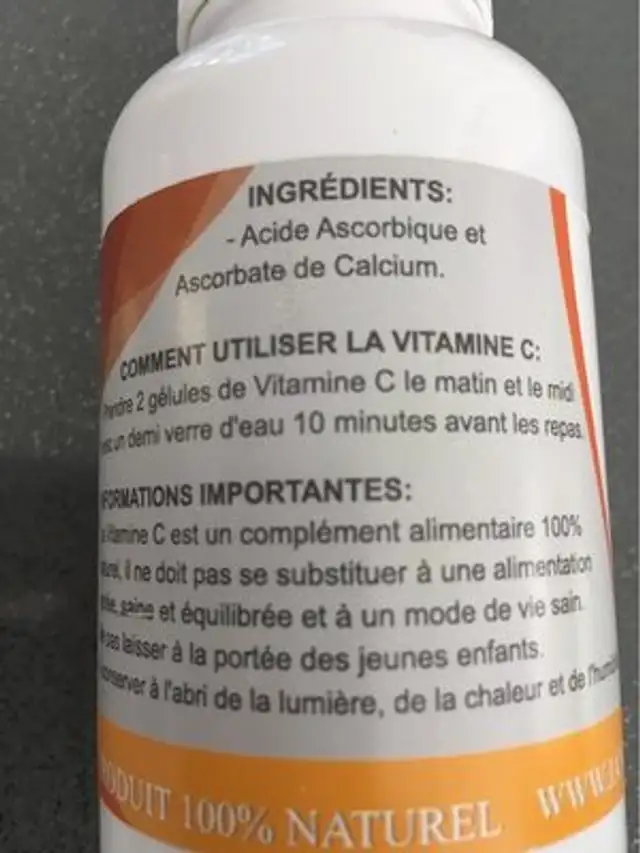 Vitamine c nutrition facts table