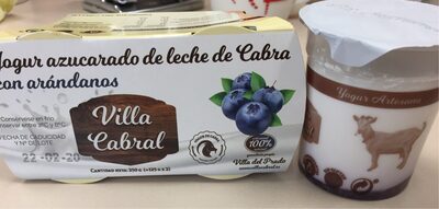 Yogur azucarado de leche de cabra con arándanos