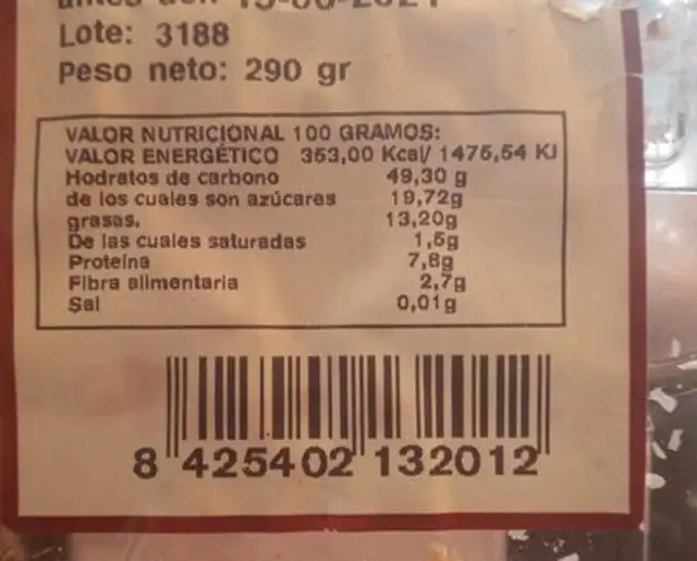 Pio x chocolate nutrition facts table