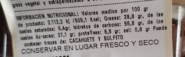 Croisant relleno de crema de cacao avellana nutrition facts table