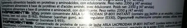 Whey ingredients label
