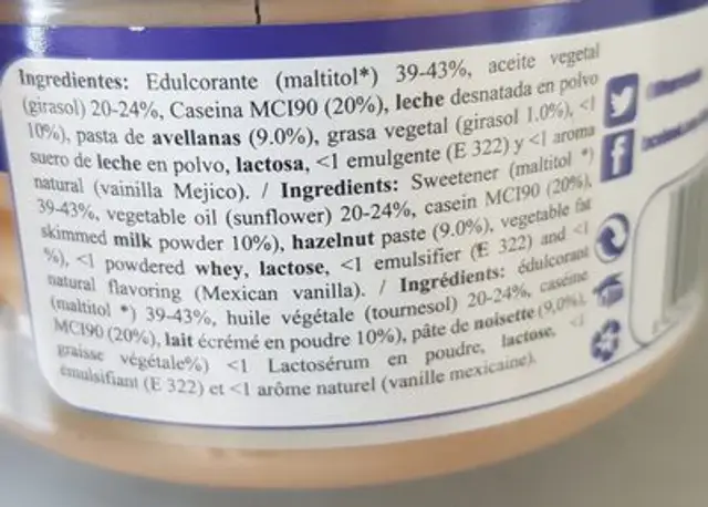 protein cream choc white chocolate ingredients label
