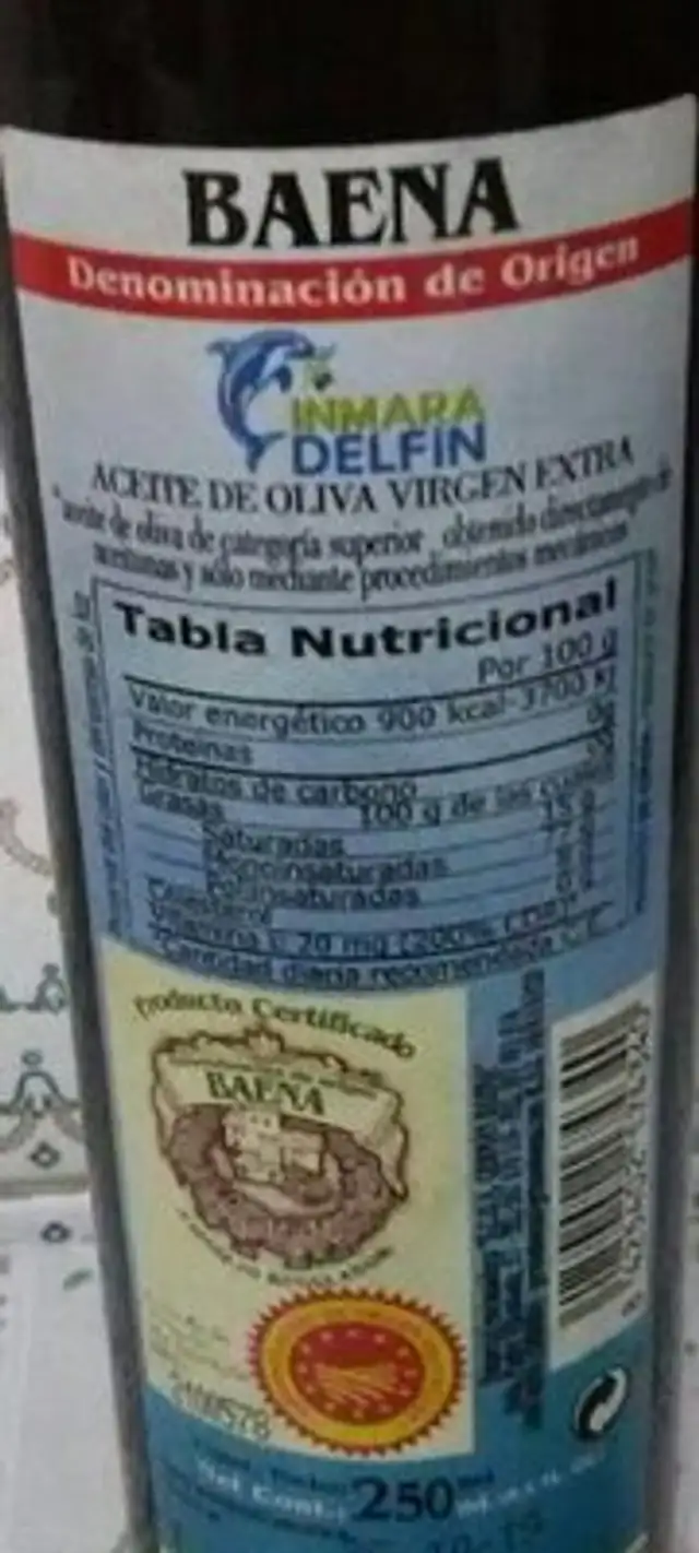 Aceite de Oliva Virgen Extra nutrition facts table