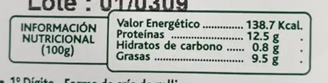 Huevos camperos nutrition facts table