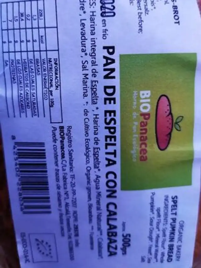 PAN DE ESPELTA CON CALBAZA