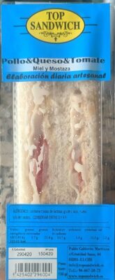 Sandwich Pollo, queso y tomate.