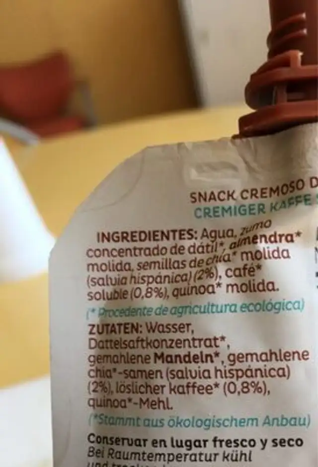 Coffee ingredients label