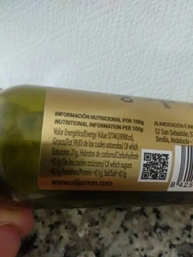 Oil & Jamón nutrition facts table