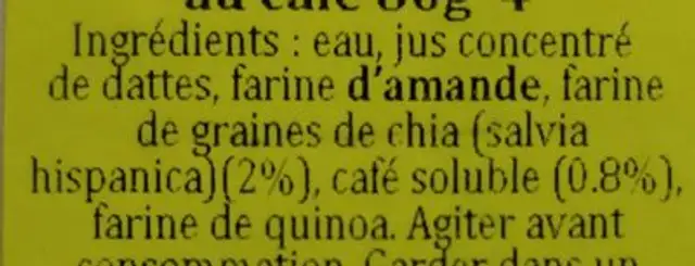 Naturally awake coffee ingredients label