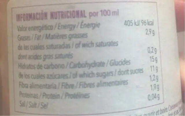 Runa Kay Fruit Mix nutrition facts table