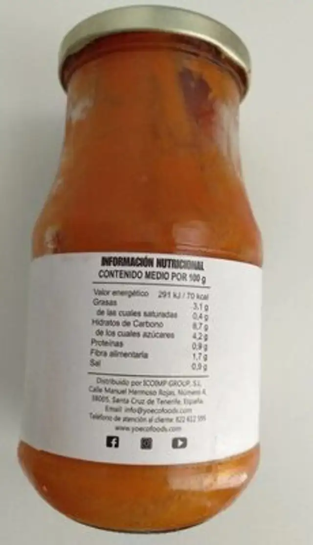 Tomate frito nutrition facts table