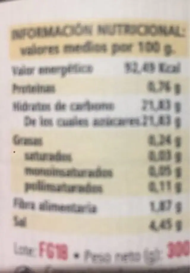 Figat nutrition facts table