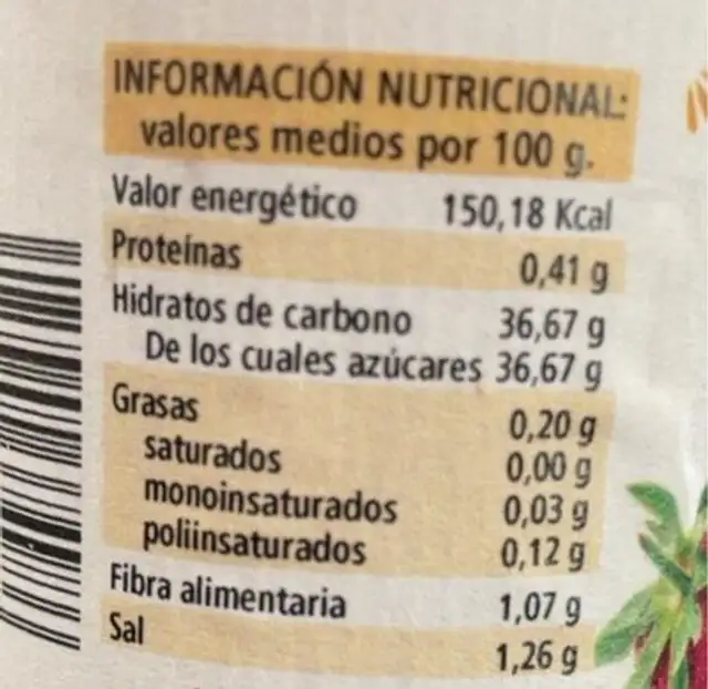 Mermelada de Menorca nutrition facts table