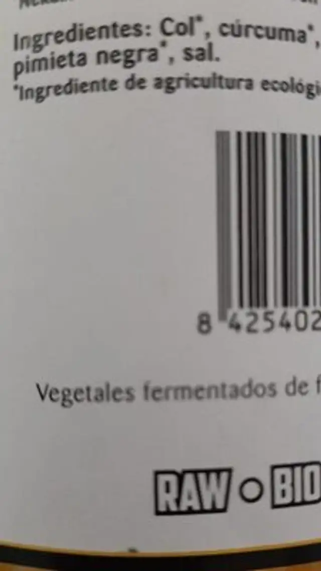 Chucrut nutrition facts table