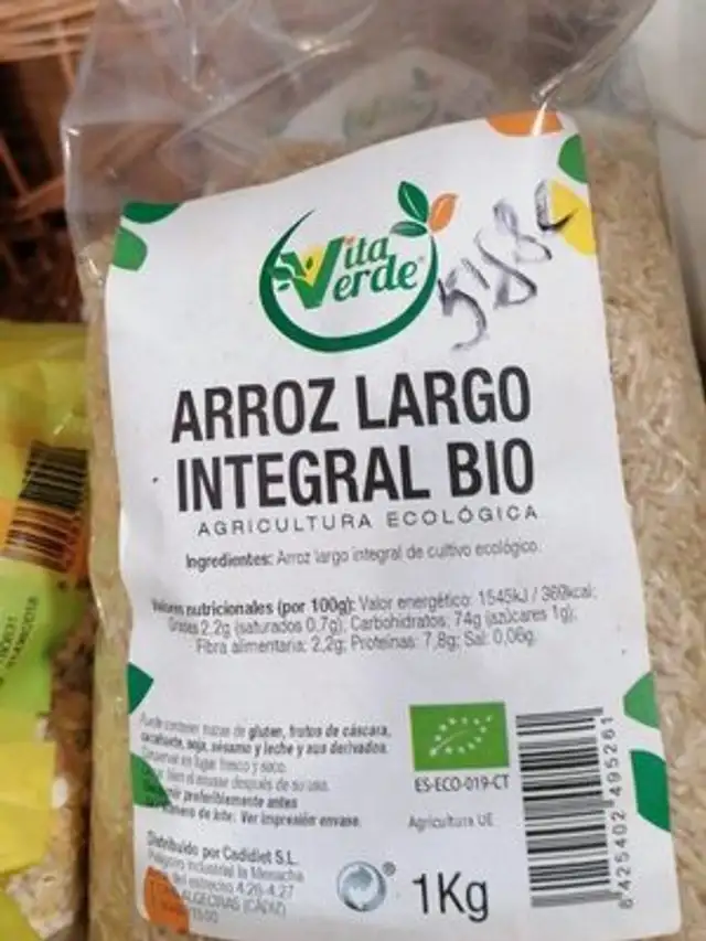Arroz largo integral bio nutrition facts table