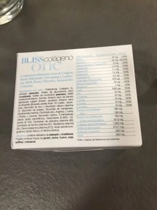 Unknown nutrition facts table